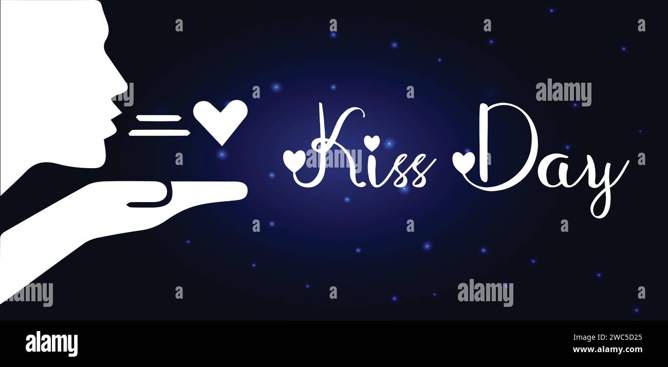 Happy Kiss Day Belle illustration de texte Design Illustration de Vecteur