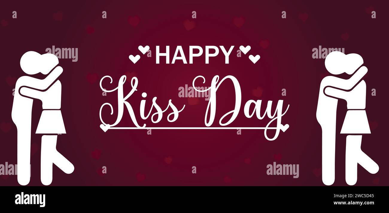 Happy Kiss Day Belle illustration de texte Design Illustration de Vecteur