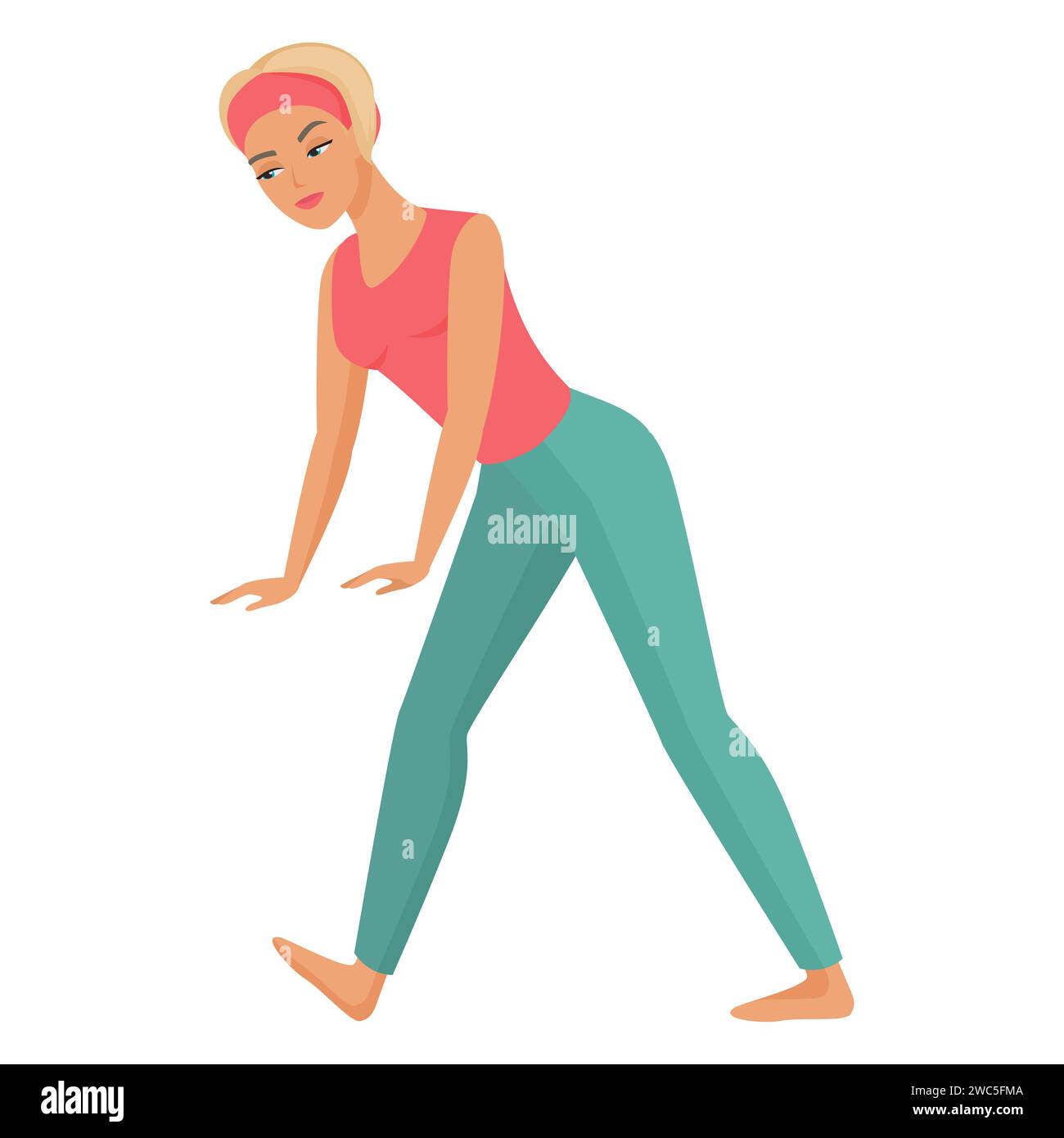 Docteur femme pratique du yoga. Activité sportive de travailleur médical, illustration vectorielle de dessin animé de style de vie sain Illustration de Vecteur