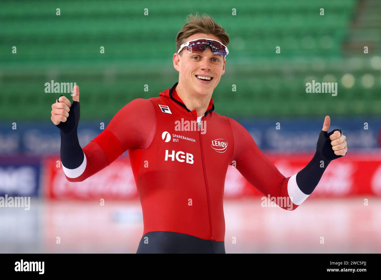 Hamar 20240113.Bjorn Magnussen a remporté le 1000 mètres et est devenu le champion norvégien de sprint de vitesse dans le Vikingskipet à Hamar samedi. Photo : Geir Olsen / NTB Banque D'Images