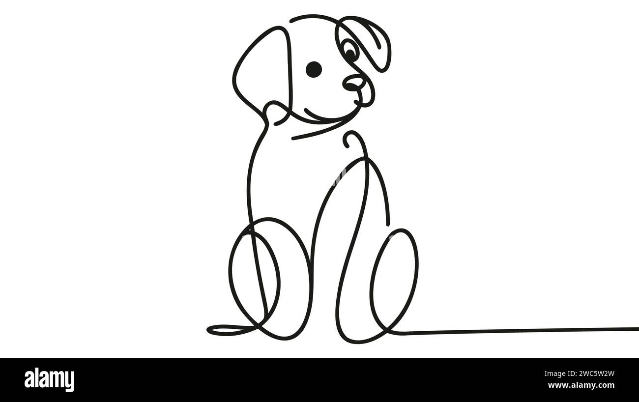 Chien de course dans le style de dessin d'art de ligne continue. Esquisse linéaire noire minimaliste isolée sur fond blanc. Illustration vectorielle Illustration de Vecteur