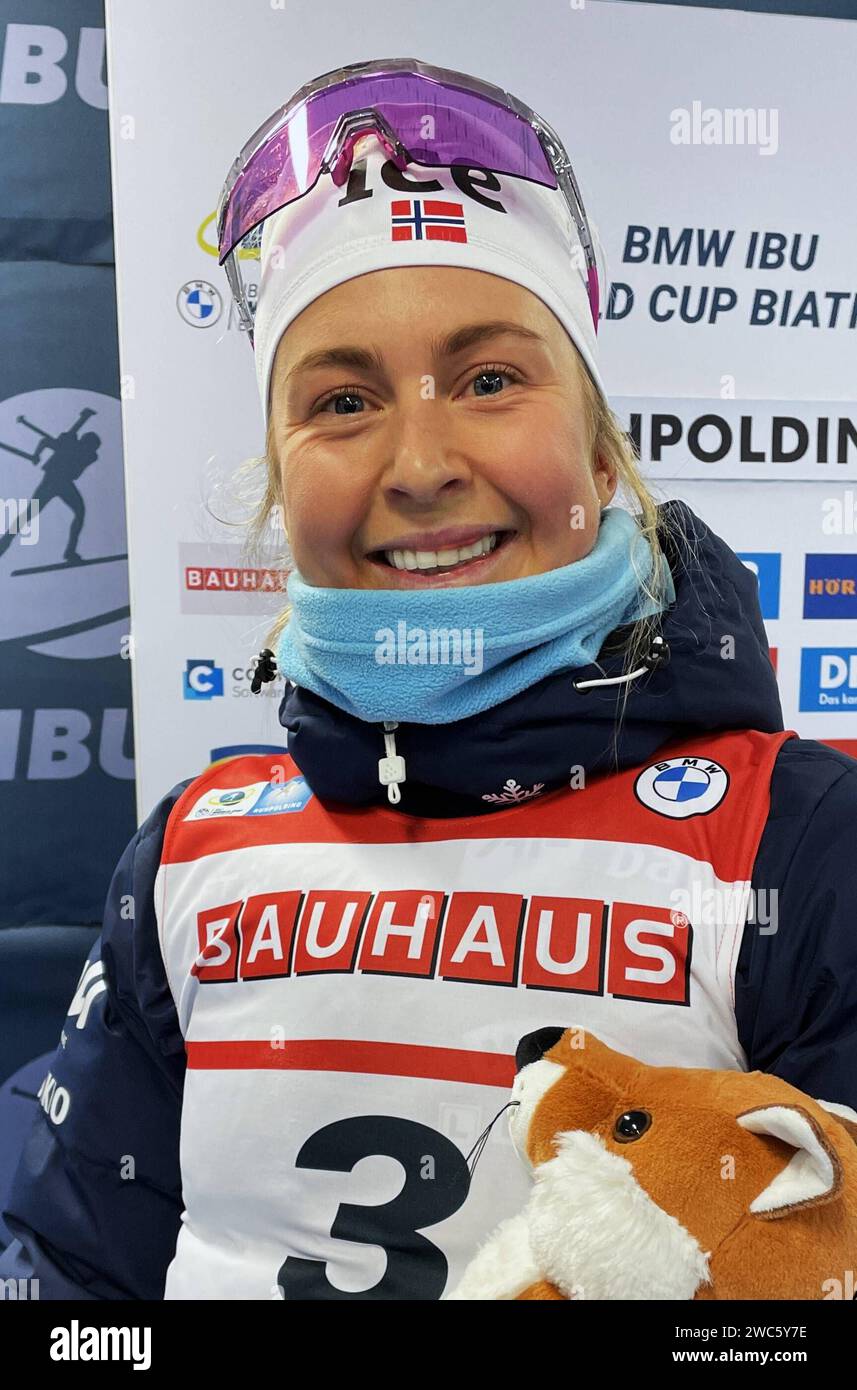 Biathlon-Weltcup Ruhpolding, Bayern - von 10. bis 14. Januar 2024. Foto : Ingrid Landmark Tandrevold aus Norwegen, Biathlon der Frauen *** coupe du monde de Biathlon Ruhpolding, Bavière du 10 au 14 janvier 2024 photo Ingrid Landmark Tandrevold de Norvège, biathlon féminin Banque D'Images