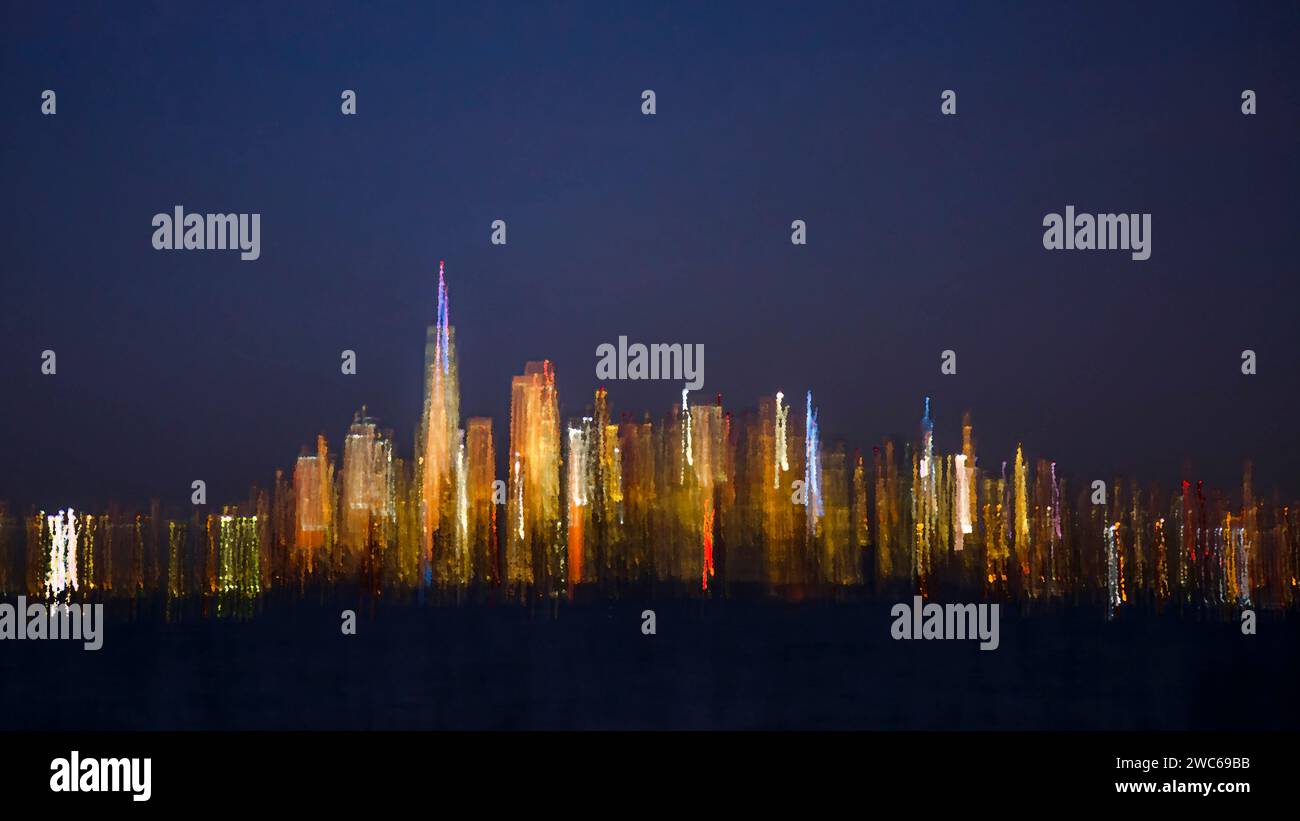Effet abstrait de longue exposition de Manhattan, NYC, USA Banque D'Images