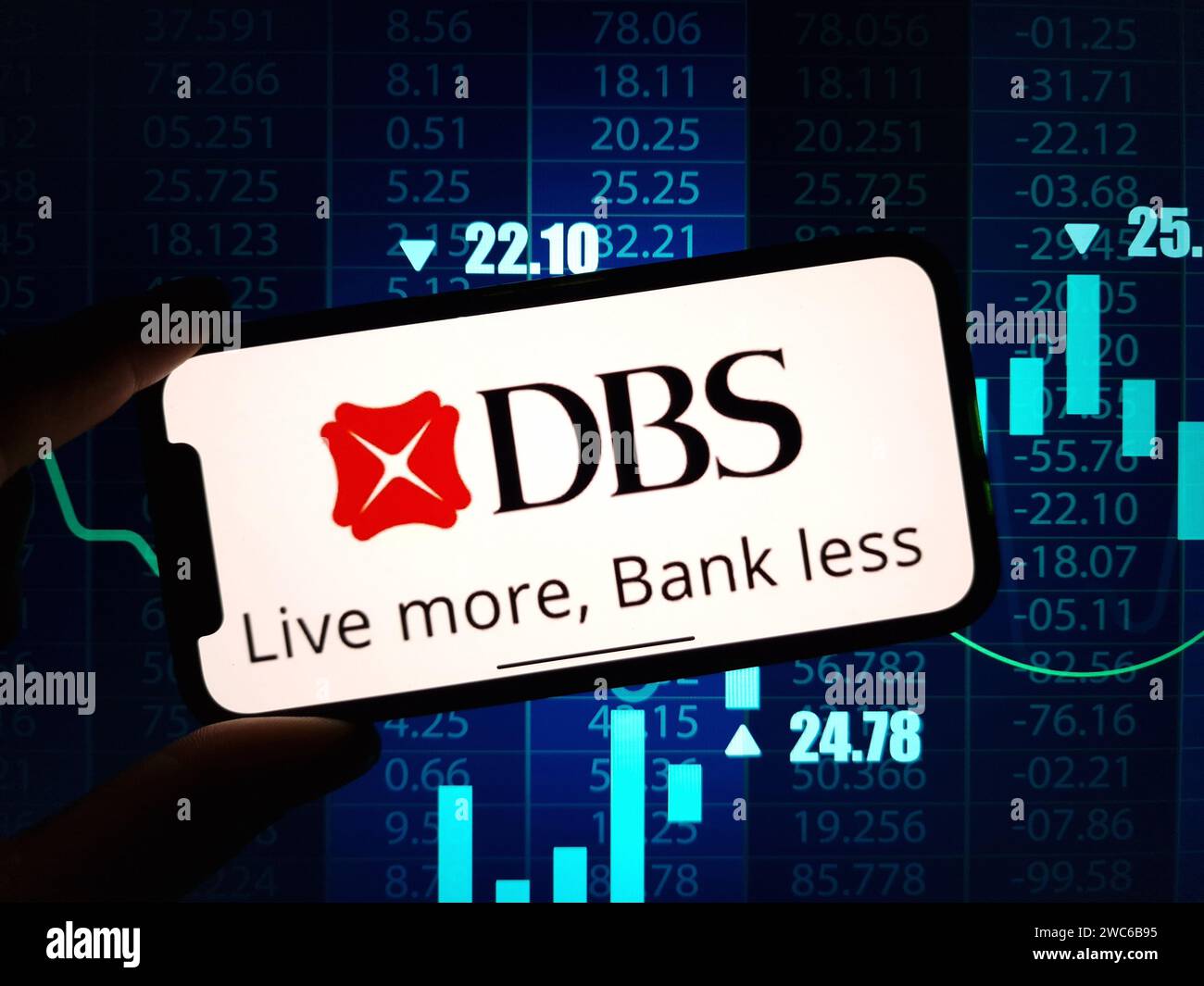 KONSKIE, Pologne - 13 janvier 2024 : logo de la société DBS Group affiché sur l'écran du téléphone portable Banque D'Images