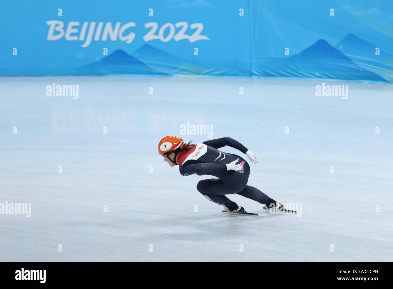 5 FÉVRIER 2022 - Beijing, Chine : Suzanne SCHULTING de l'équipe des pays-Bas dans les manches du 500m féminin de patinage de vitesse sur courte piste à la victoire de Beijing 2022 Banque D'Images