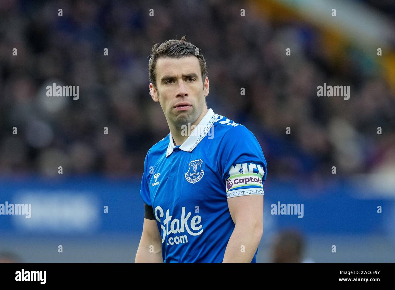 Séamus Coleman d'Everton lors du match de Premier League Everton vs Aston Villa à Goodison Park, Liverpool, Royaume-Uni. 14 janvier 2024. (Photo Steve Flynn/News Images) à Liverpool, Royaume-Uni, le 1/14/2024. (Photo Steve Flynn/News Images/Sipa USA) crédit : SIPA USA/Alamy Live News Banque D'Images