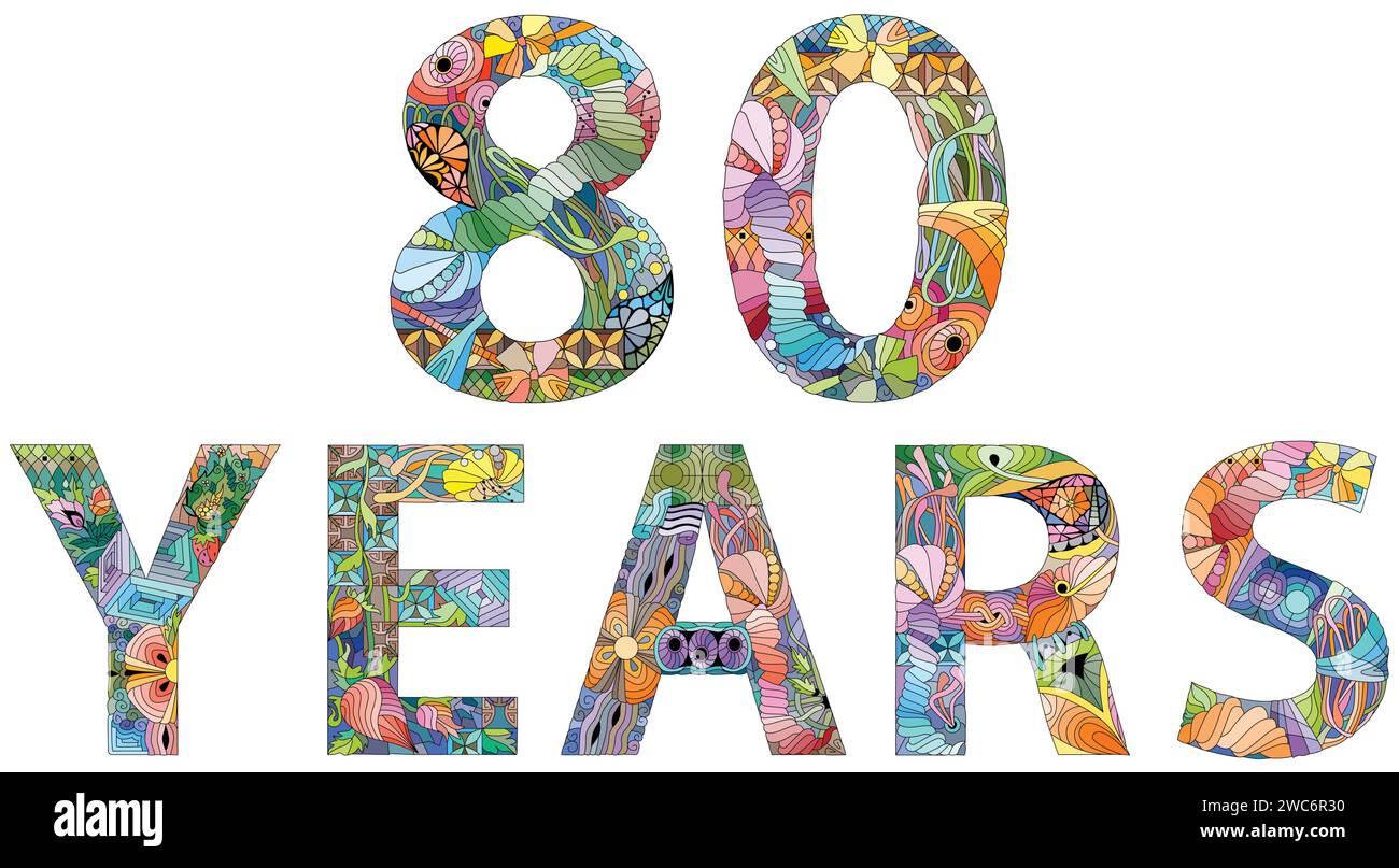 Badge ou étiquette anniversaire. 80e élément de conception de célébration et de félicitations. Illustration de Vecteur