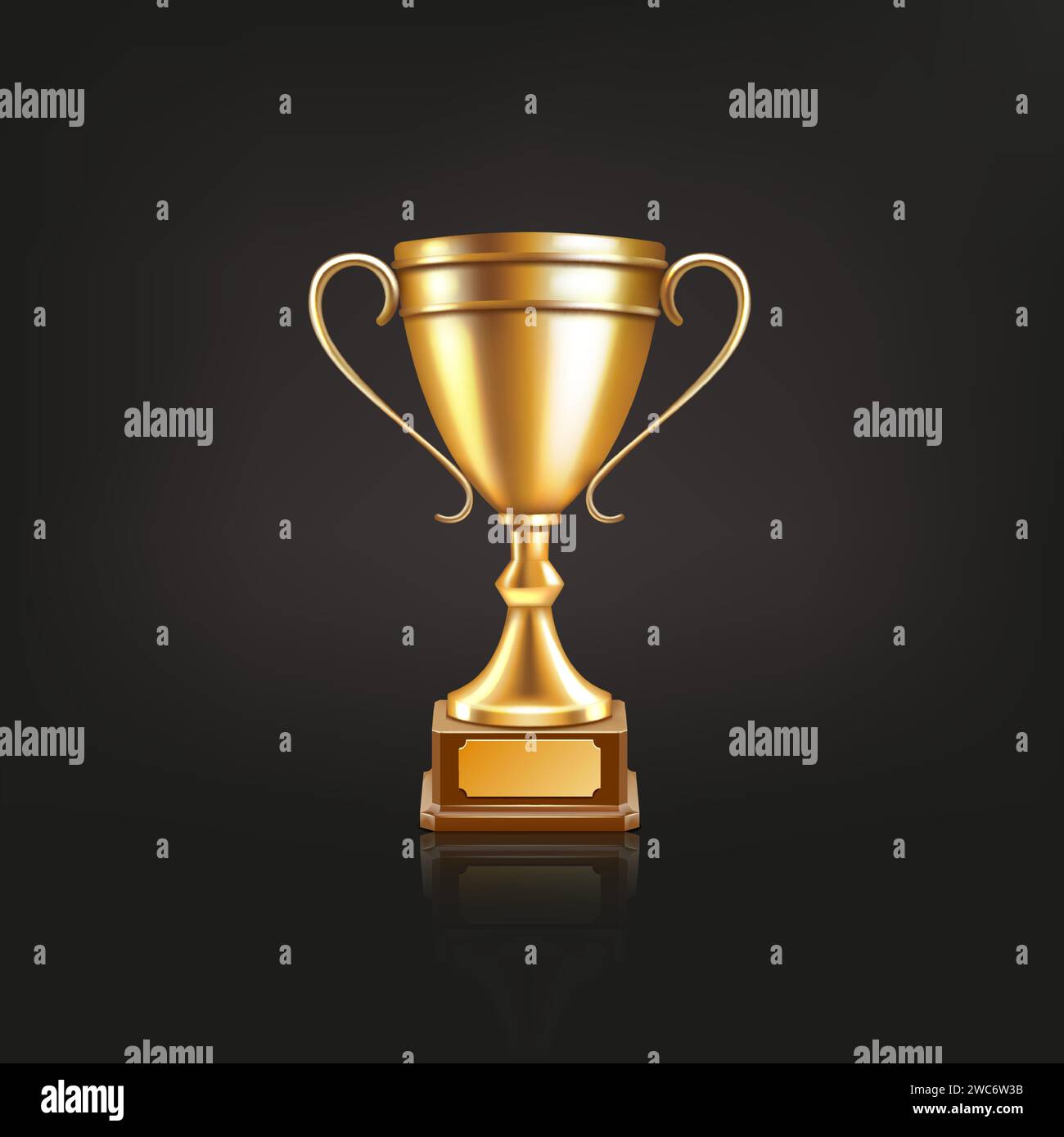 Coupe trophée. prix d'or 3d pour le football ou le champion d'or de football gagnant, victoire de championnat de sport. Symbole de leadership et de réussite. Signe de réussite. Prix réaliste vectoriel isolé sur fond noir Illustration de Vecteur