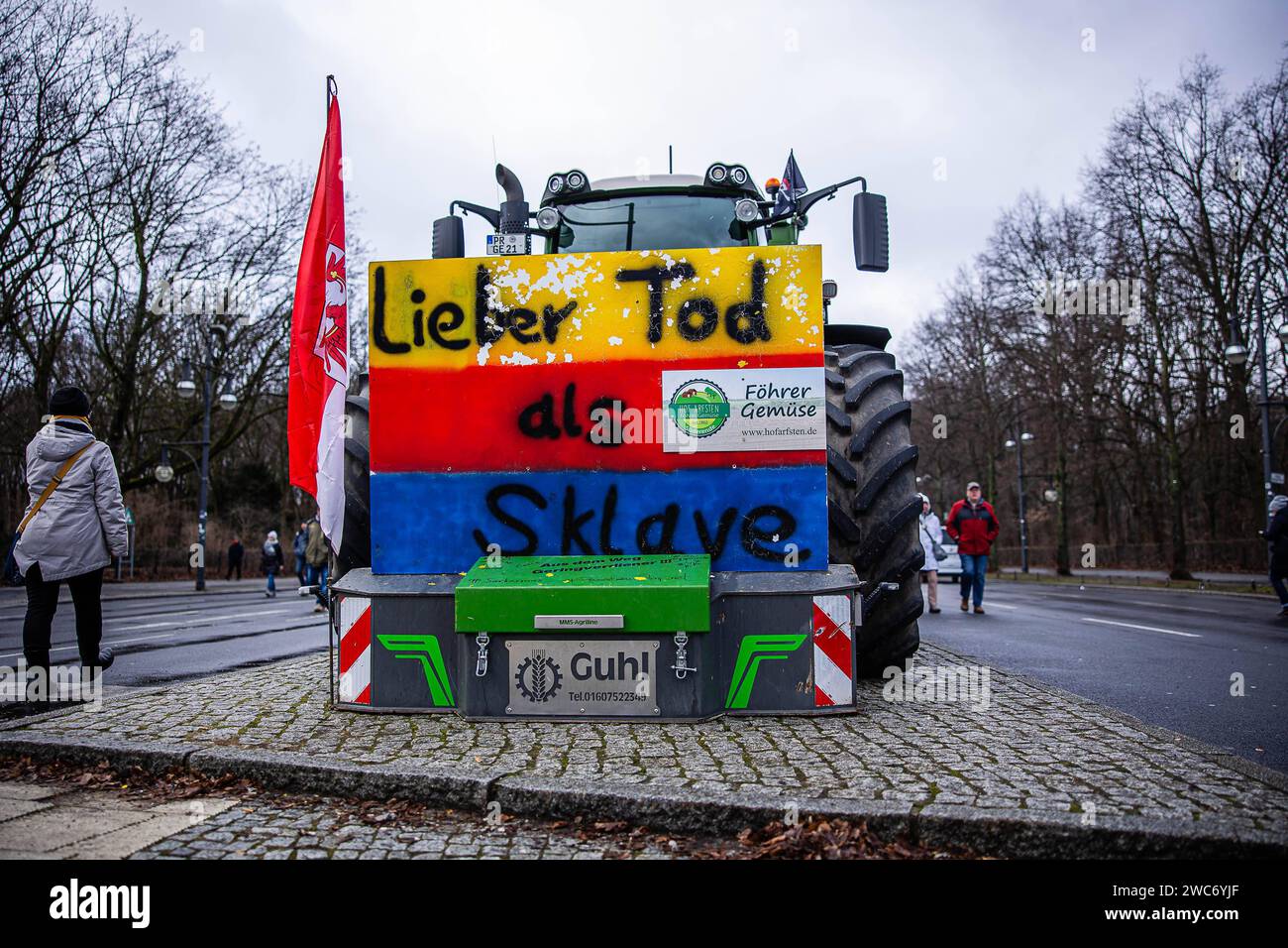 Traktoren während den Protestaktionen am 14. Januar 2024 à Berlin