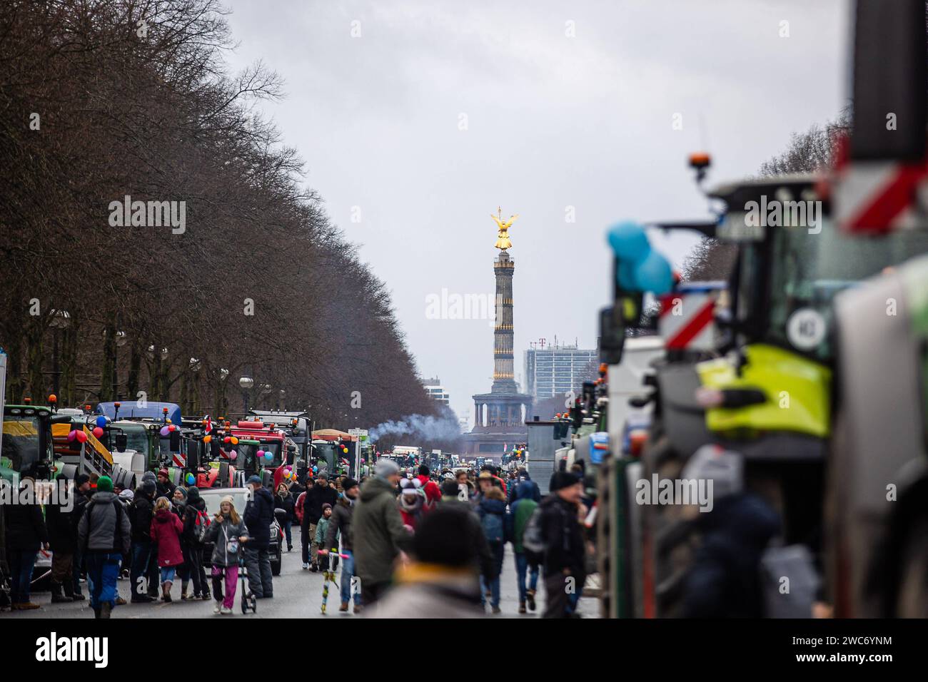 Traktoren während den Protestaktionen am 14. Januar 2024 à Berlin