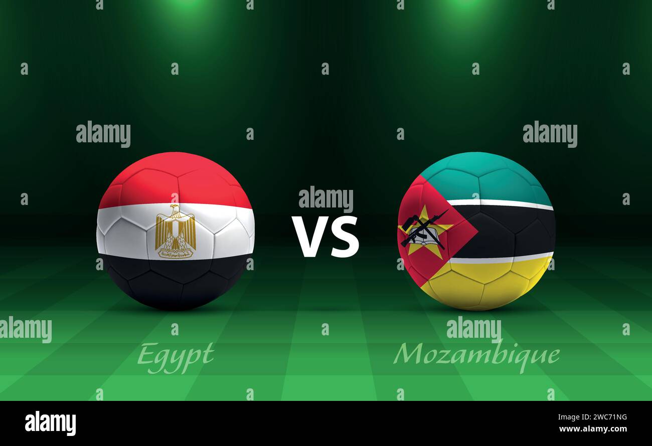 Modèle de diffusion du tableau de bord de football Egypte vs Mozambique pour le tournoi de football afrique 2023 Illustration de Vecteur