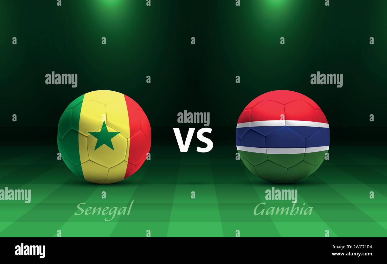 Modèle de diffusion du tableau de bord de football Sénégal vs Gambie pour le tournoi de football afrique 2023 Illustration de Vecteur