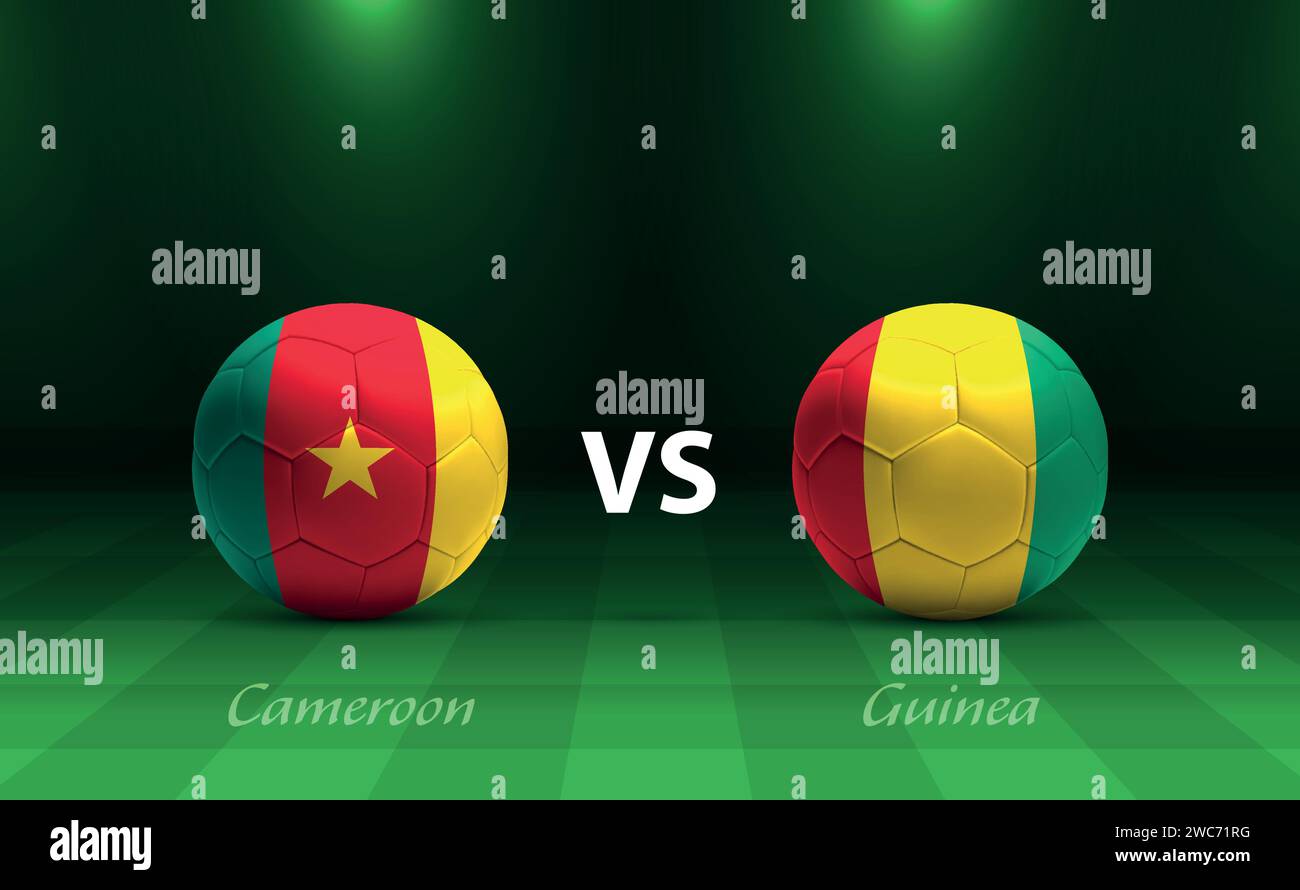 Modèle de diffusion du tableau de bord Cameroun vs Guinée pour le tournoi de football afrique 2023 Illustration de Vecteur
