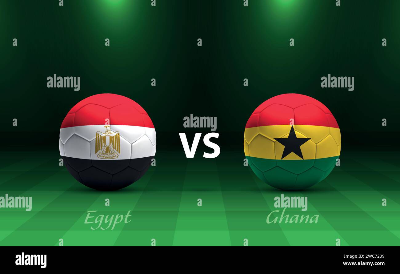 Modèle de diffusion du tableau de bord de football Egypte vs Ghana pour le tournoi de football afrique 2023 Illustration de Vecteur