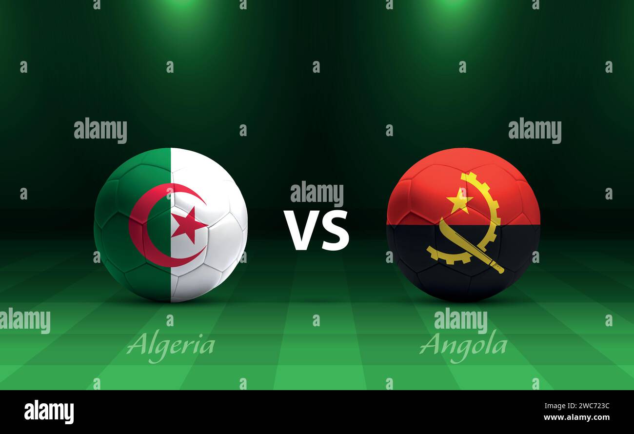 Modèle de diffusion du tableau de bord de football Algérie vs Angola pour le tournoi de football afrique 2023 Illustration de Vecteur