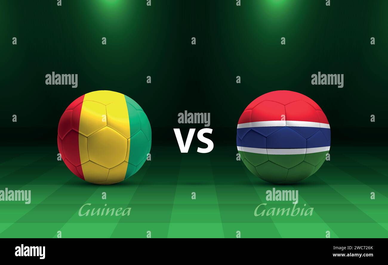 Modèle de diffusion du tableau de bord de football Guinée vs Gambie pour le tournoi de football afrique 2023 Illustration de Vecteur