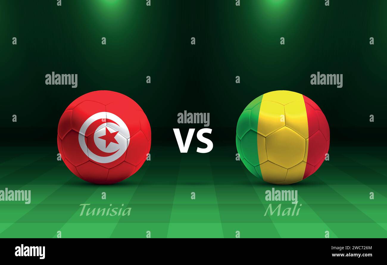 Modèle de diffusion du tableau de bord Tunisie vs Mali pour le tournoi de football afrique 2023 Illustration de Vecteur