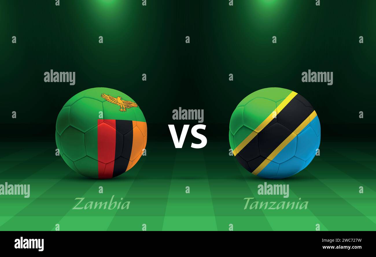 Modèle de diffusion du tableau de bord de football Zambie vs Tanzanie pour le tournoi de football afrique 2023 Illustration de Vecteur
