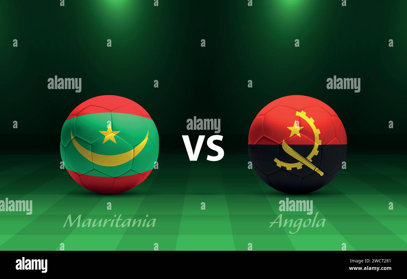 Modèle de diffusion du tableau de bord Mauritanie vs Angola pour le tournoi de football afrique 2023 Illustration de Vecteur