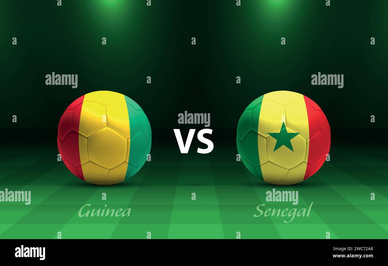 Modèle de diffusion du tableau de bord de football Guinée vs Sénégal pour le tournoi de football afrique 2023 Illustration de Vecteur