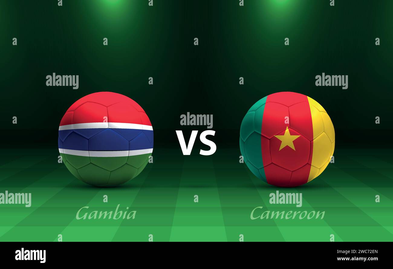 Modèle de diffusion du tableau de bord de football Gambie vs Cameroun pour le tournoi de football afrique 2023 Illustration de Vecteur