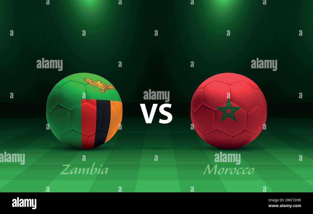 Modèle de diffusion du tableau de bord de football Zambie vs Maroc pour le tournoi de football afrique 2023 Illustration de Vecteur