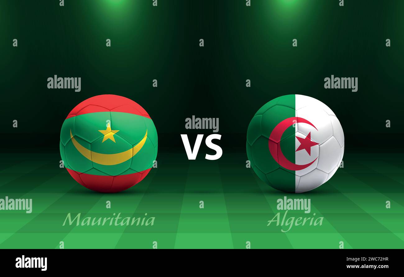 Modèle de diffusion du tableau de bord Mauritanie vs Algérie pour le tournoi de football afrique 2023 Illustration de Vecteur