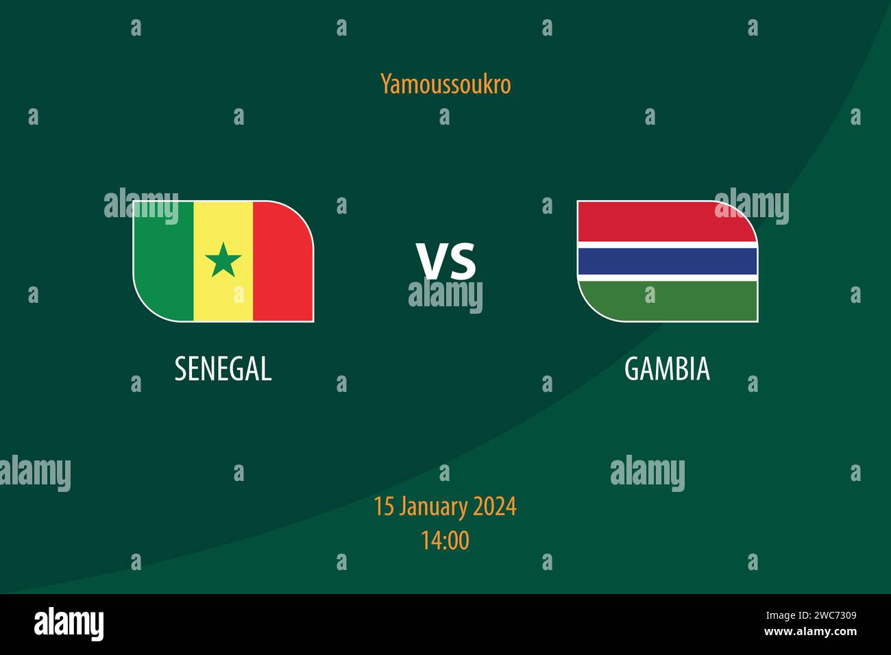 Modèle de diffusion du tableau de bord de football Sénégal vs Gambie pour le tournoi de football afrique 2023 Illustration de Vecteur