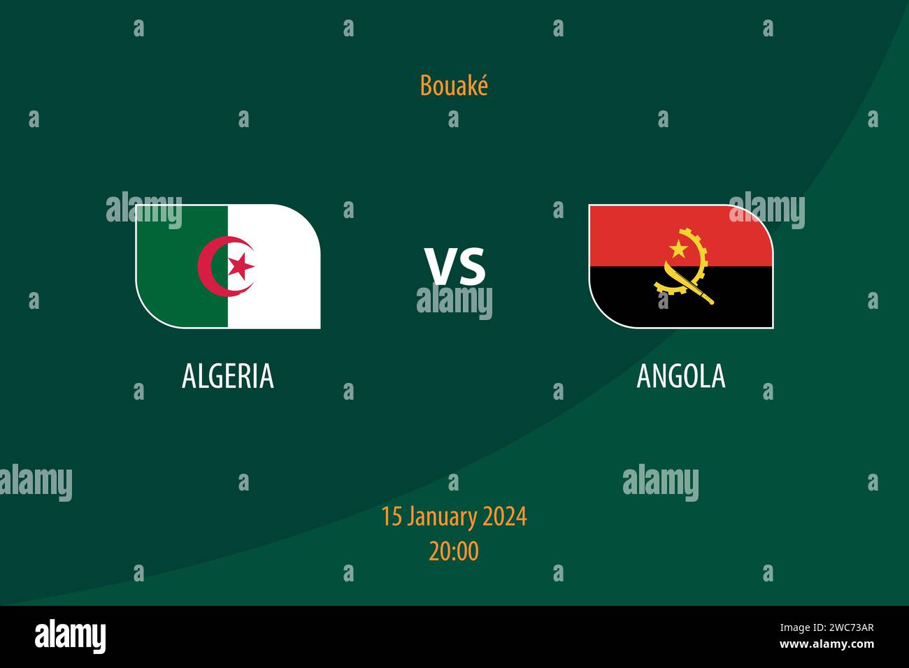 Modèle de diffusion du tableau de bord de football Algérie vs Angola pour le tournoi de football afrique 2023 Illustration de Vecteur
