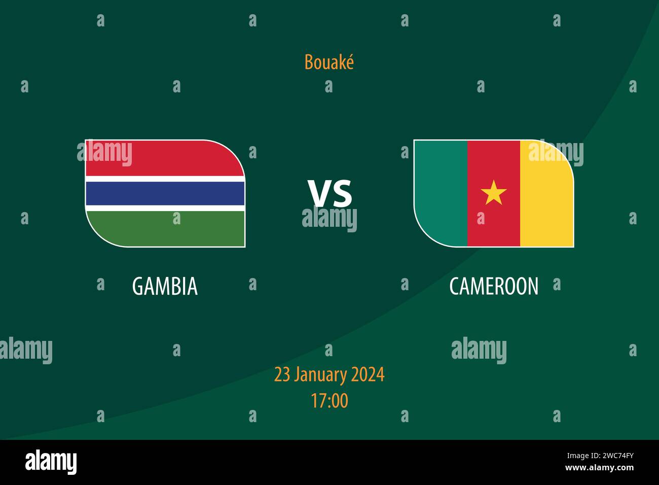 Modèle de diffusion du tableau de bord de football Gambie vs Cameroun pour le tournoi de football afrique 2023 Illustration de Vecteur