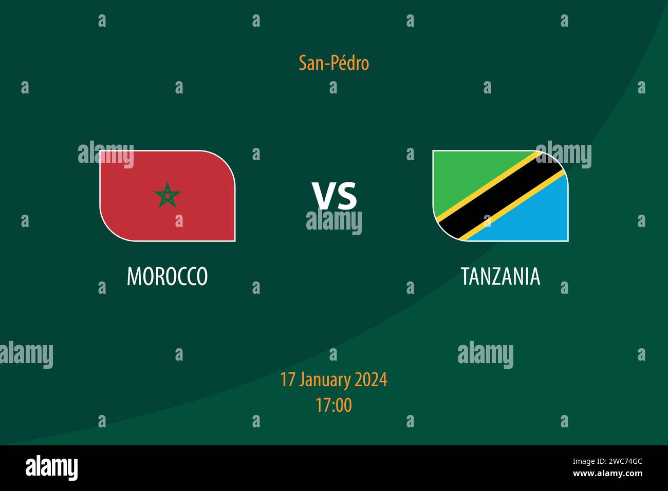 Modèle de diffusion du tableau de bord de football Maroc vs Tanzanie pour le tournoi de football afrique 2023 Illustration de Vecteur