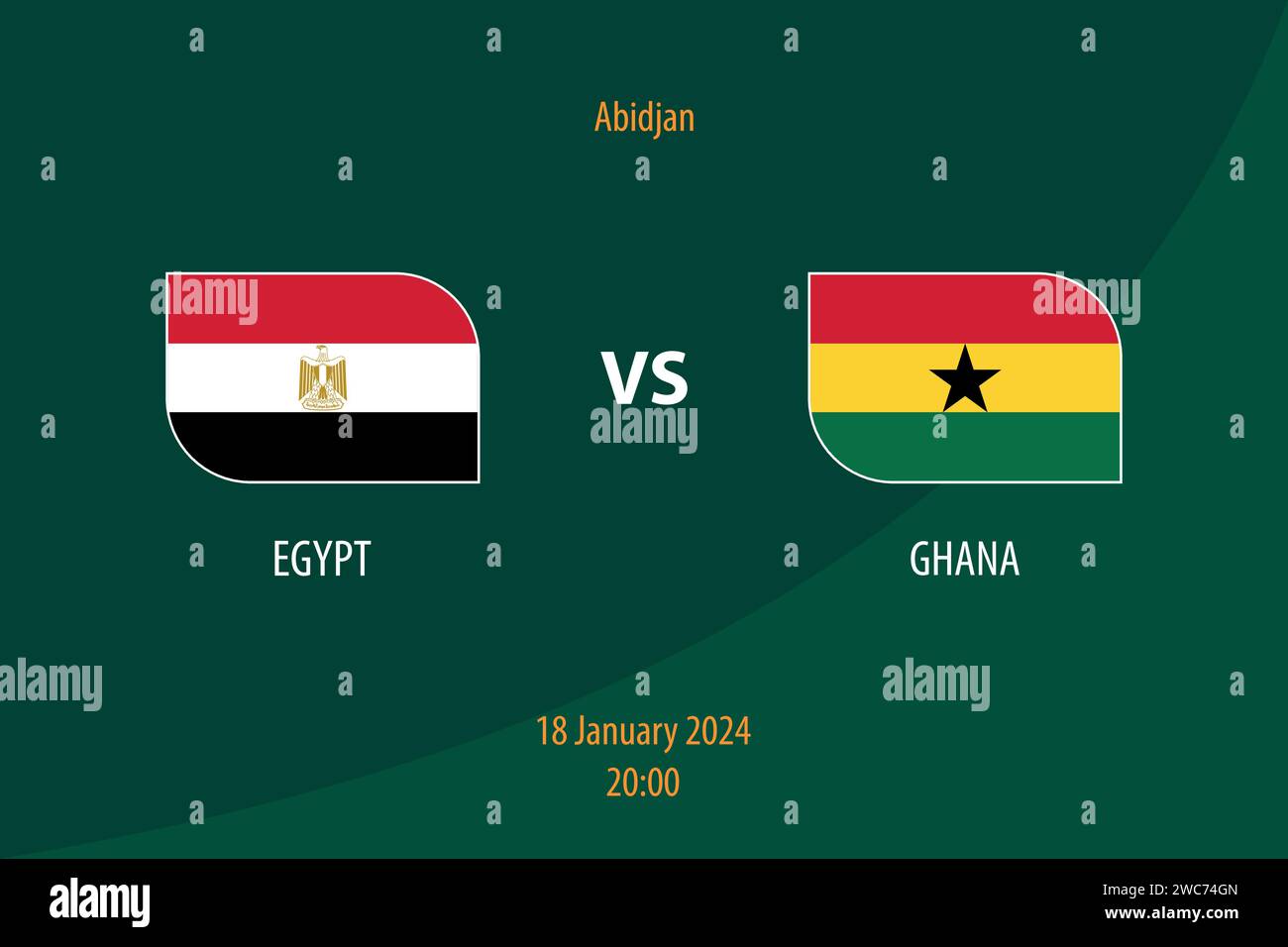 Modèle de diffusion du tableau de bord de football Egypte vs Ghana pour le tournoi de football afrique 2023 Illustration de Vecteur