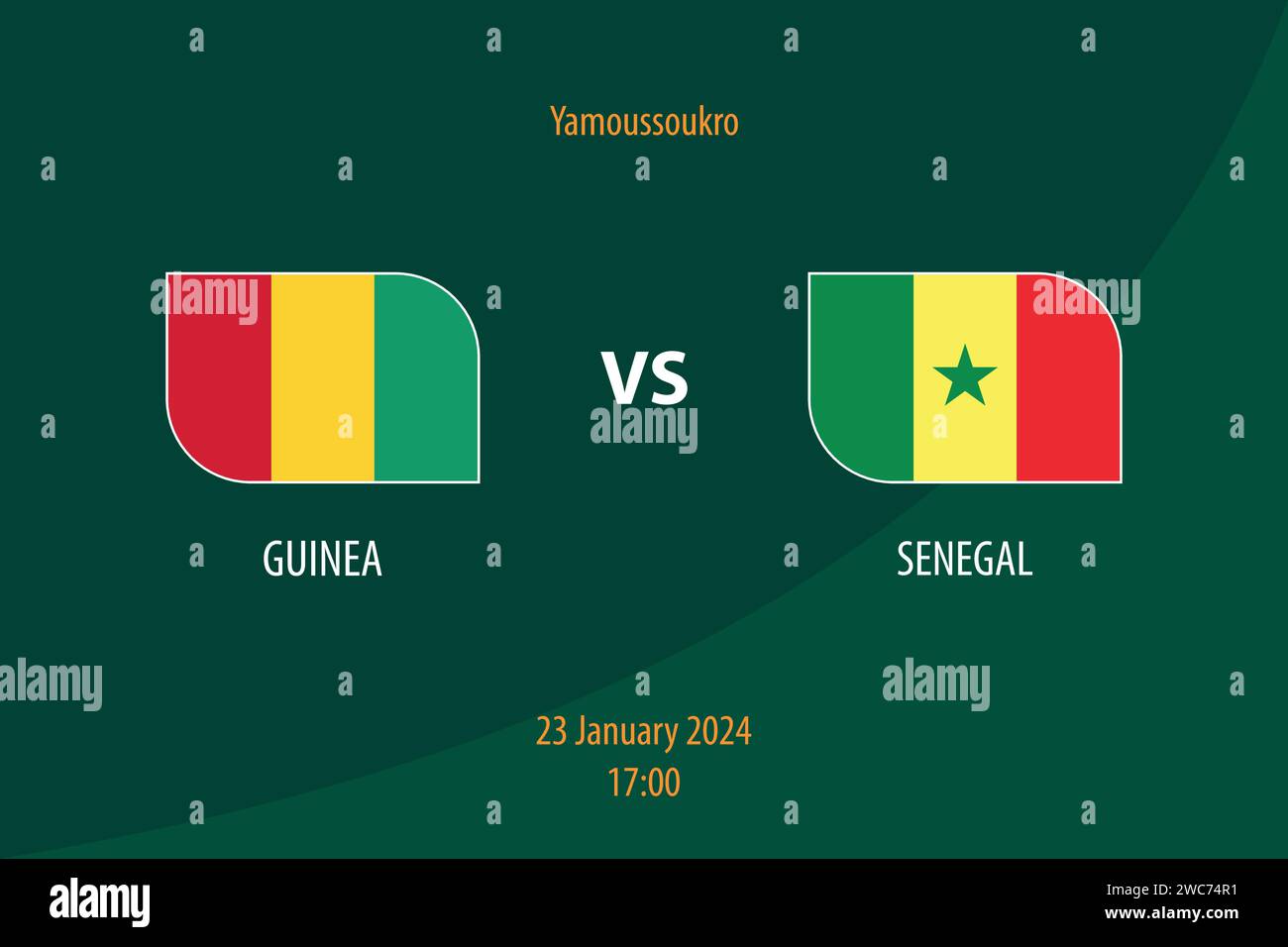 Modèle de diffusion du tableau de bord de football Guinée vs Sénégal pour le tournoi de football afrique 2023 Illustration de Vecteur