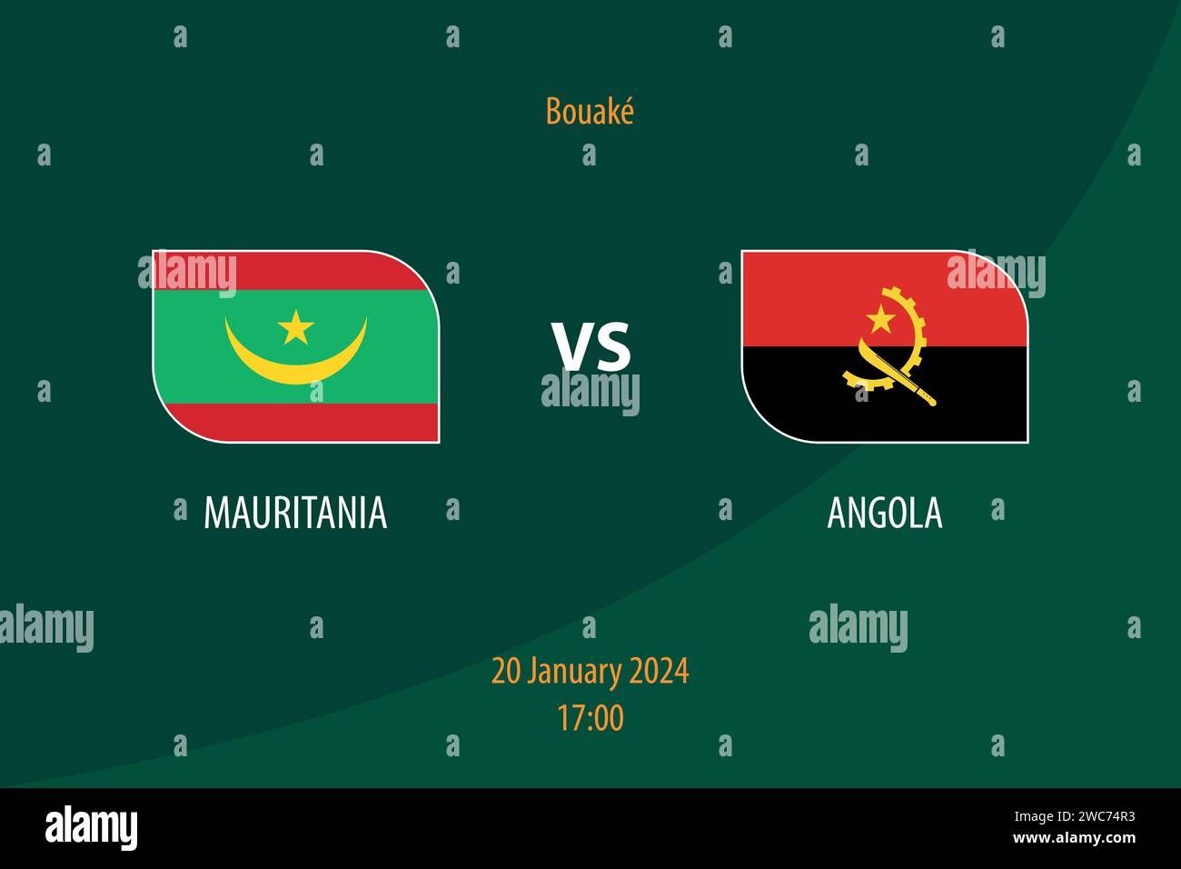 Modèle de diffusion du tableau de bord Mauritanie vs Angola pour le tournoi de football afrique 2023 Illustration de Vecteur