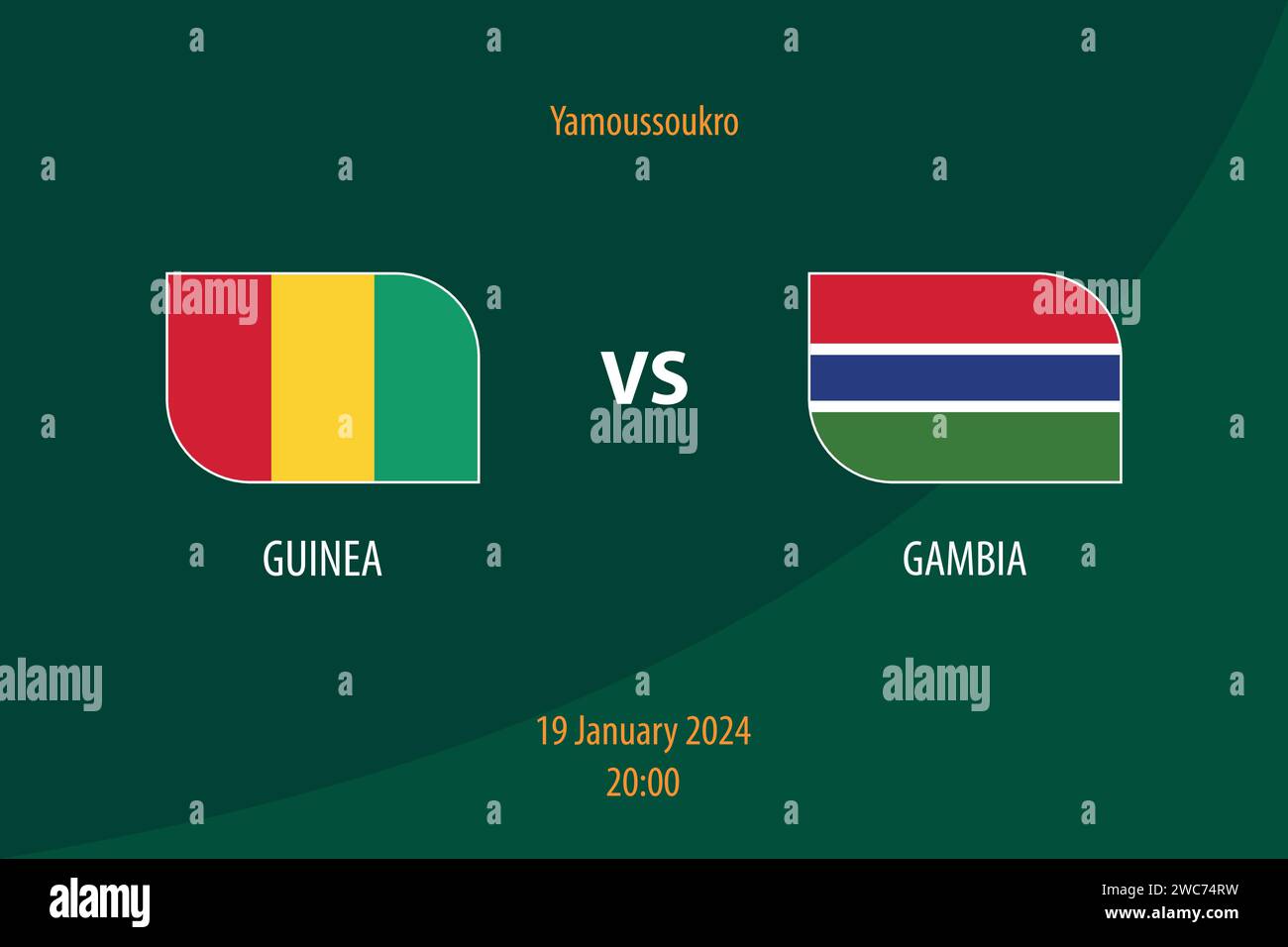 Modèle de diffusion du tableau de bord de football Guinée vs Gambie pour le tournoi de football afrique 2023 Illustration de Vecteur