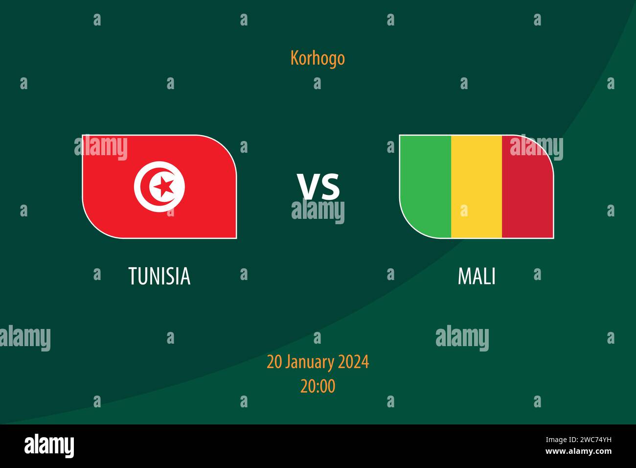 Modèle de diffusion du tableau de bord Tunisie vs Mali pour le tournoi de football afrique 2023 Illustration de Vecteur
