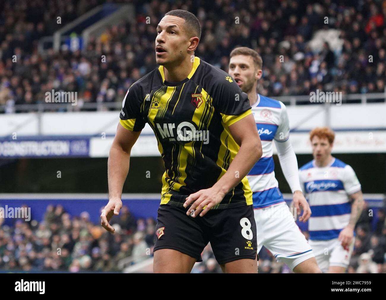 LONDRES, ANGLETERRE - 14 JANVIER : Jake Livermore de Watford lors du Sky Bet Championship match entre Queens Park Rangers et Watford à Loftus Road le 14 janvier 2024 à Londres, Angleterre. (Photo de Dylan Hepworth/MB Media) Banque D'Images