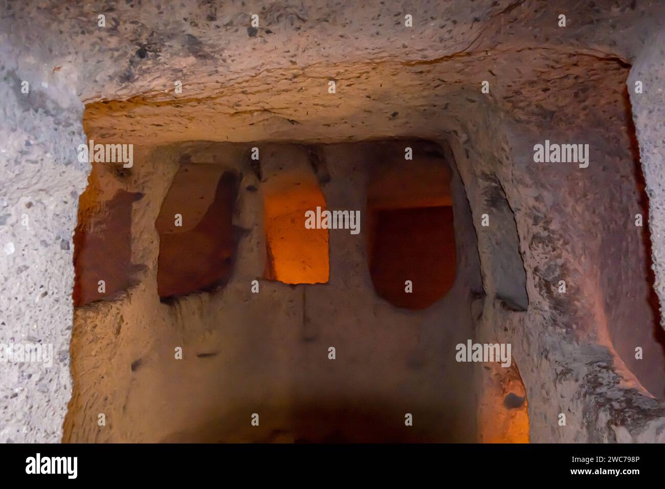 La salle de hall Kaymakli Underground City Cappadoce Banque D'Images