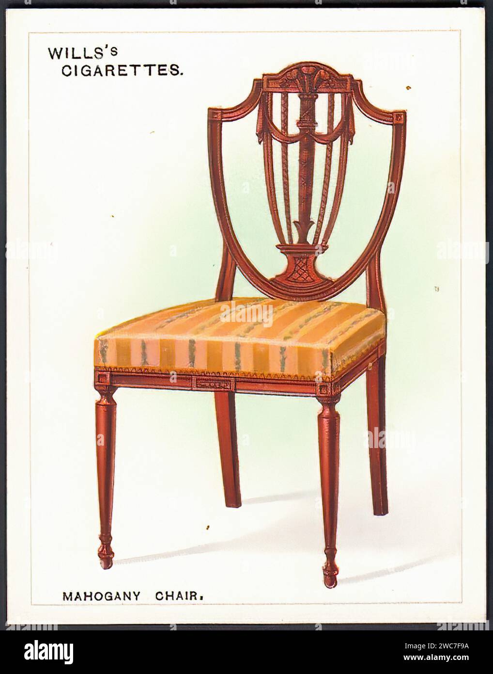 Chaise en acajou par Sheraton - Illustration de carte de cigarette vintage Banque D'Images