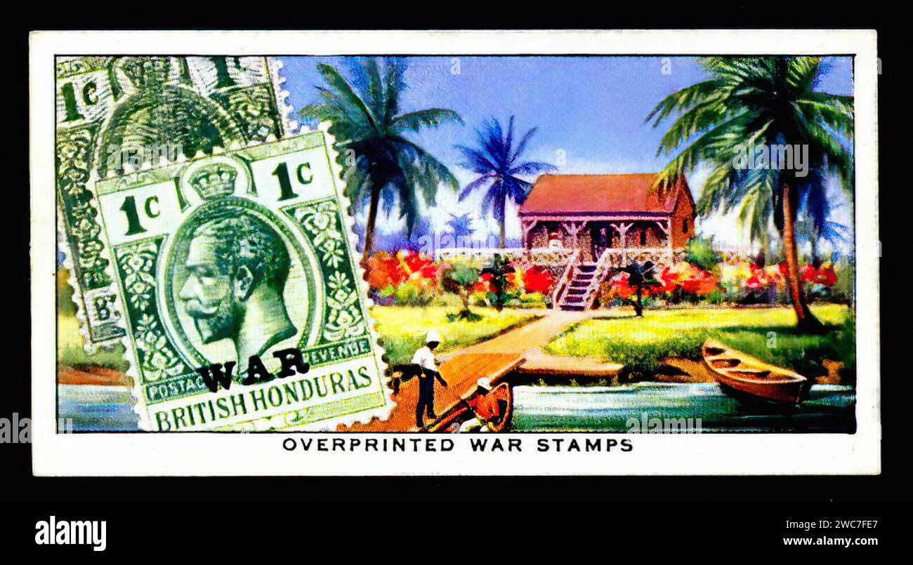 Timbres du Honduras britannique - Illustration de carte de cigarette vintage Banque D'Images