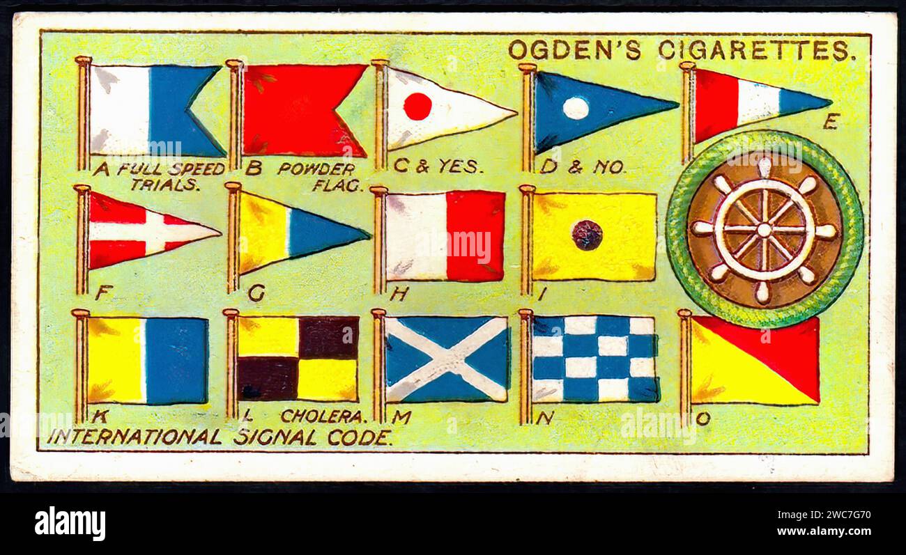 Code international des signaux - Illustration de carte de cigarette vintage Banque D'Images
