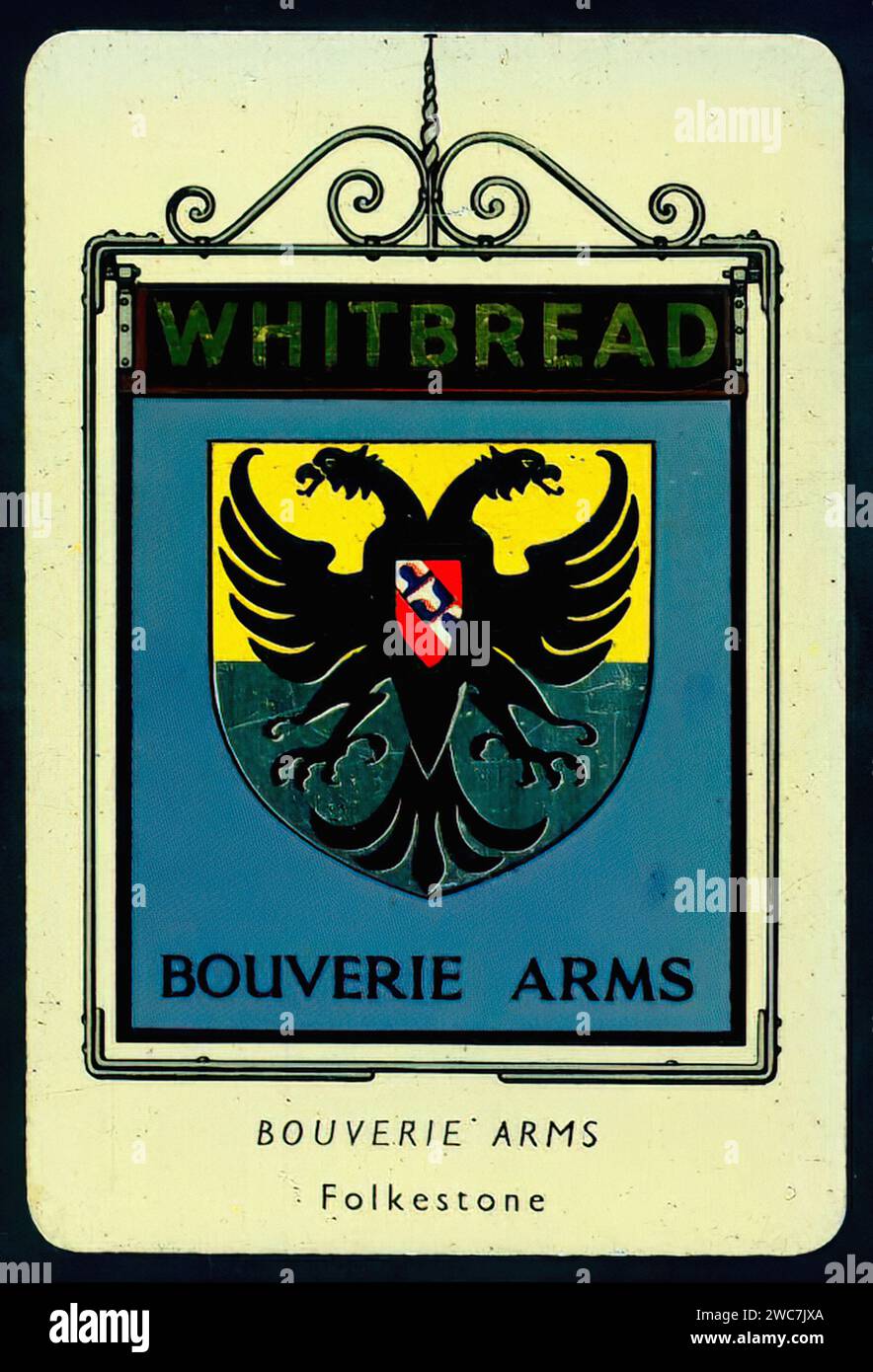 Bouverie Arms - Vintage Whitbread Inn signe Illustration Banque D'Images