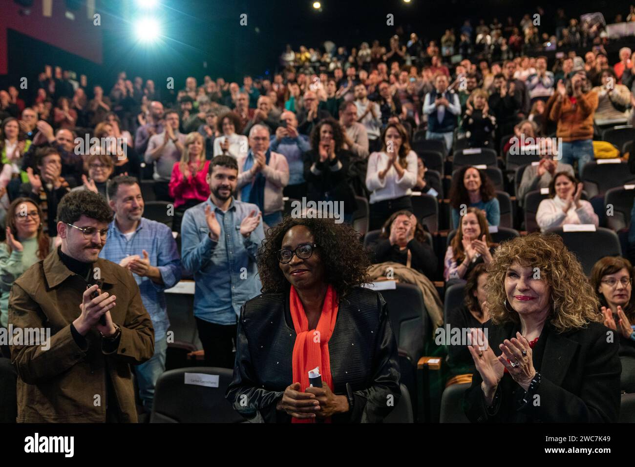 Madrid, Espagne. 14 janvier 2024. L’ambassadeur sud-africain en Espagne, Sankie Mthembi-Mahanyele, a été vu lors d’un événement organisé par le parti politique de gauche Sumar au théâtre Goya. (Photo Guillermo Gutierrez/SOPA Images/Sipa USA) crédit : SIPA USA/Alamy Live News Banque D'Images