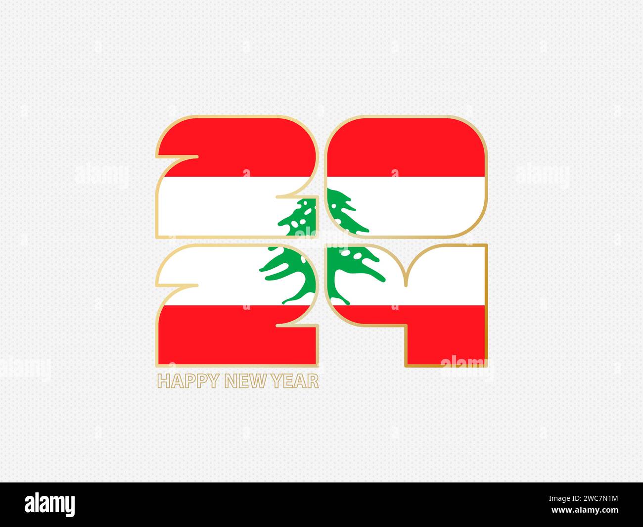 Numéros abstraits 2024 avec drapeau du Liban. Illustration vectorielle. Illustration de Vecteur