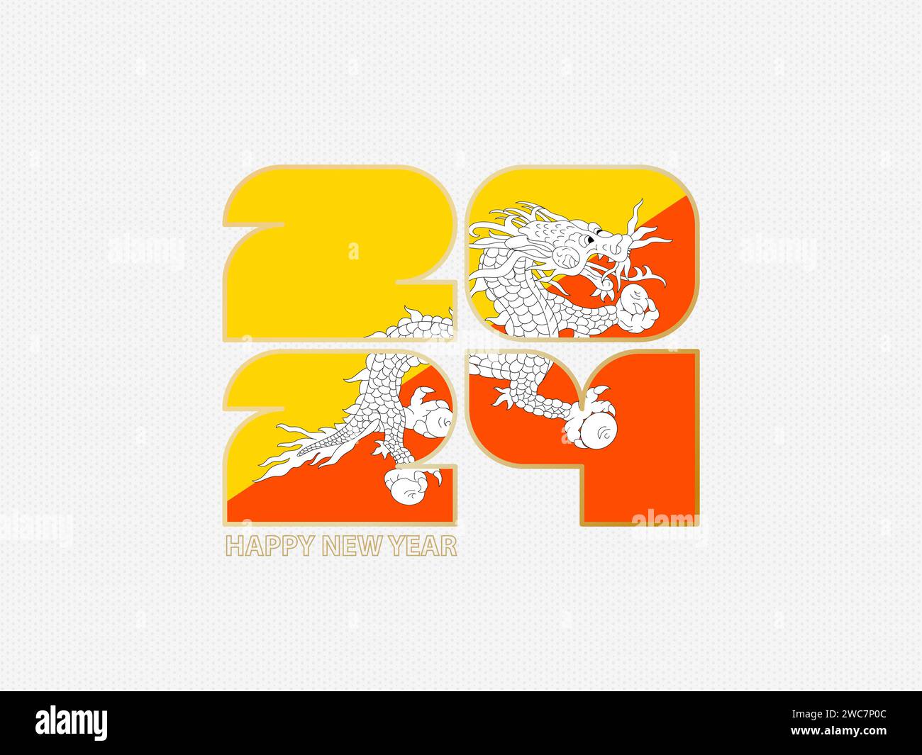 Numéros abstraits 2024 avec drapeau du Bhoutan. Illustration vectorielle. Illustration de Vecteur