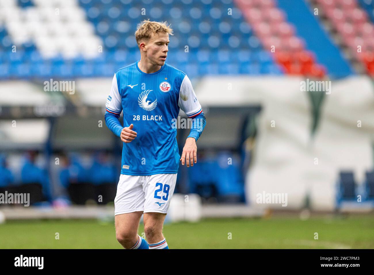 Rostock, Deutschland 14. Janvier 2024 : Testspiel - 2023/2024 - FC Hansa Rostock vs VfB Lübeck im Bild : Felix Ruschke (Hansa Rostock) Banque D'Images