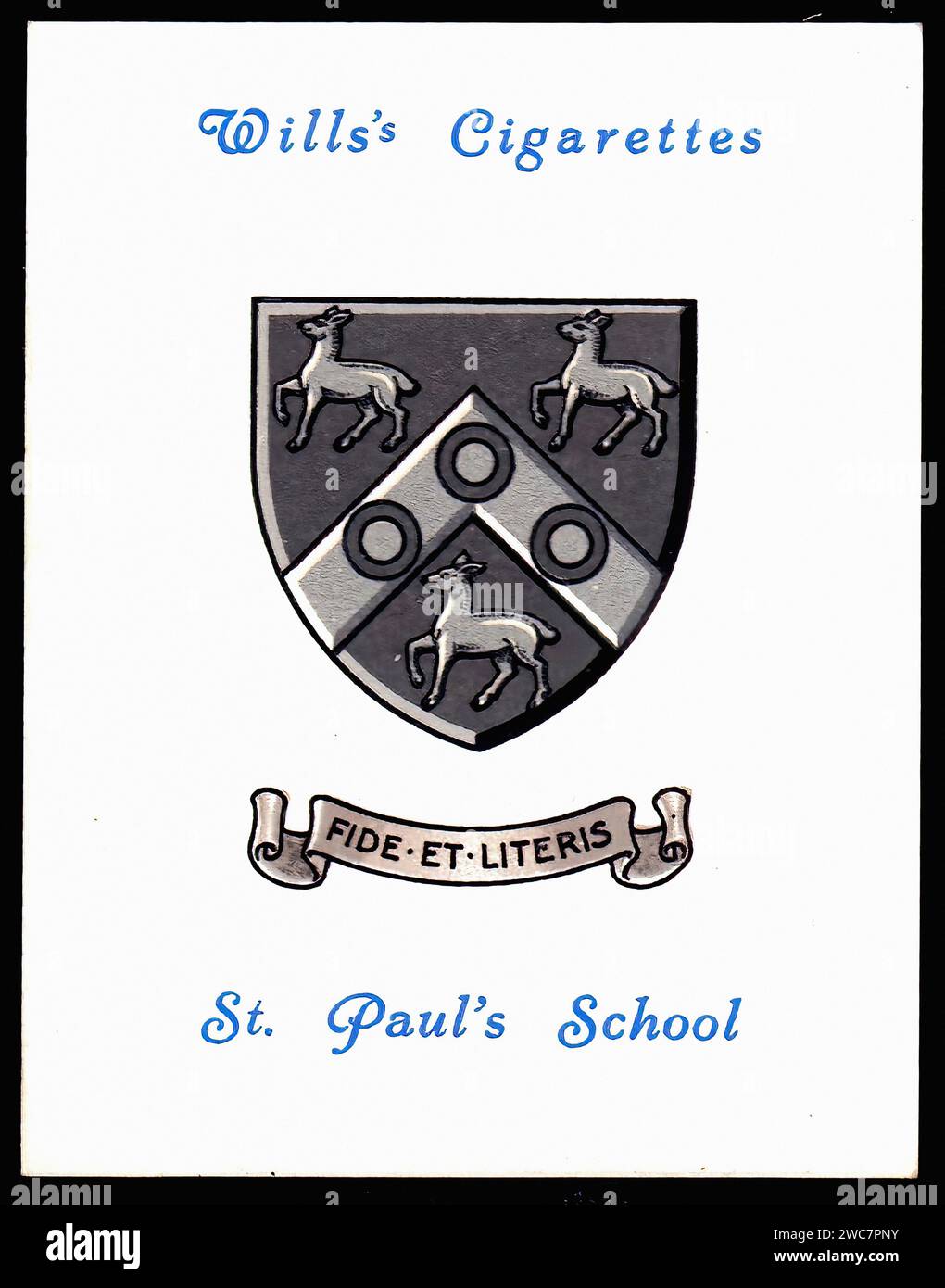 Arms of St Paul's School - Illustration de carte de cigarette vintage Banque D'Images