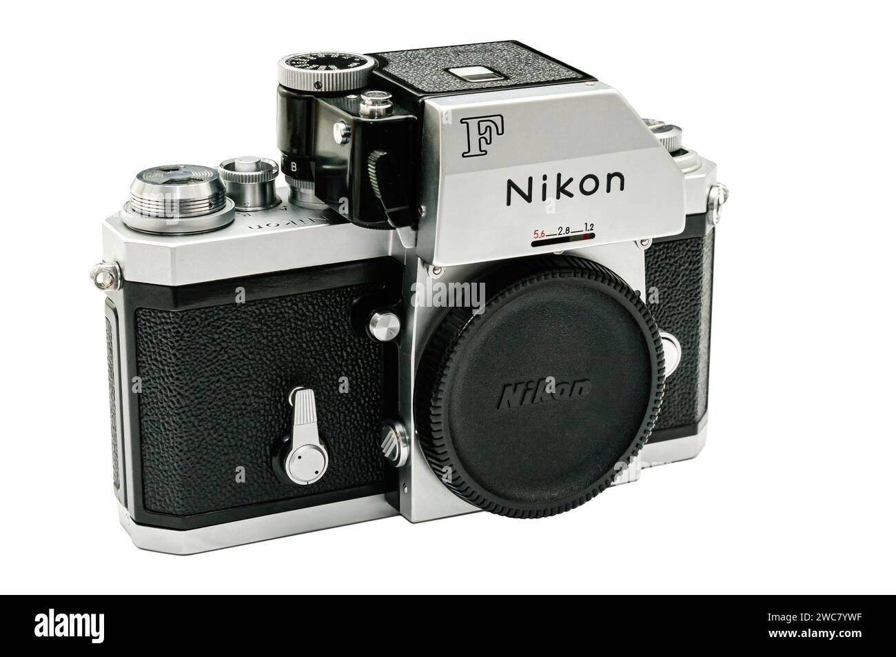 Le boîtier emblématique Nikon F, un chef-d'œuvre vintage de l'âge d'or de la photographie analogique. Banque D'Images