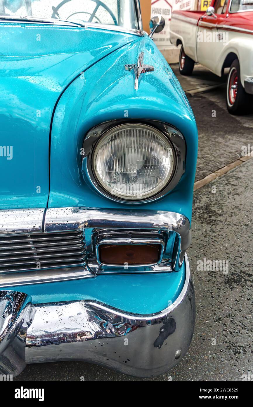 WETTENBERG, HESSE, ALLEMAGNE - 07 - 28 - 2023 : Bleu clair classique Chevrolet Belair en détail sur un salon automobile Golden Oldies à Krofdorf- Gleiberg, près de Gie Banque D'Images