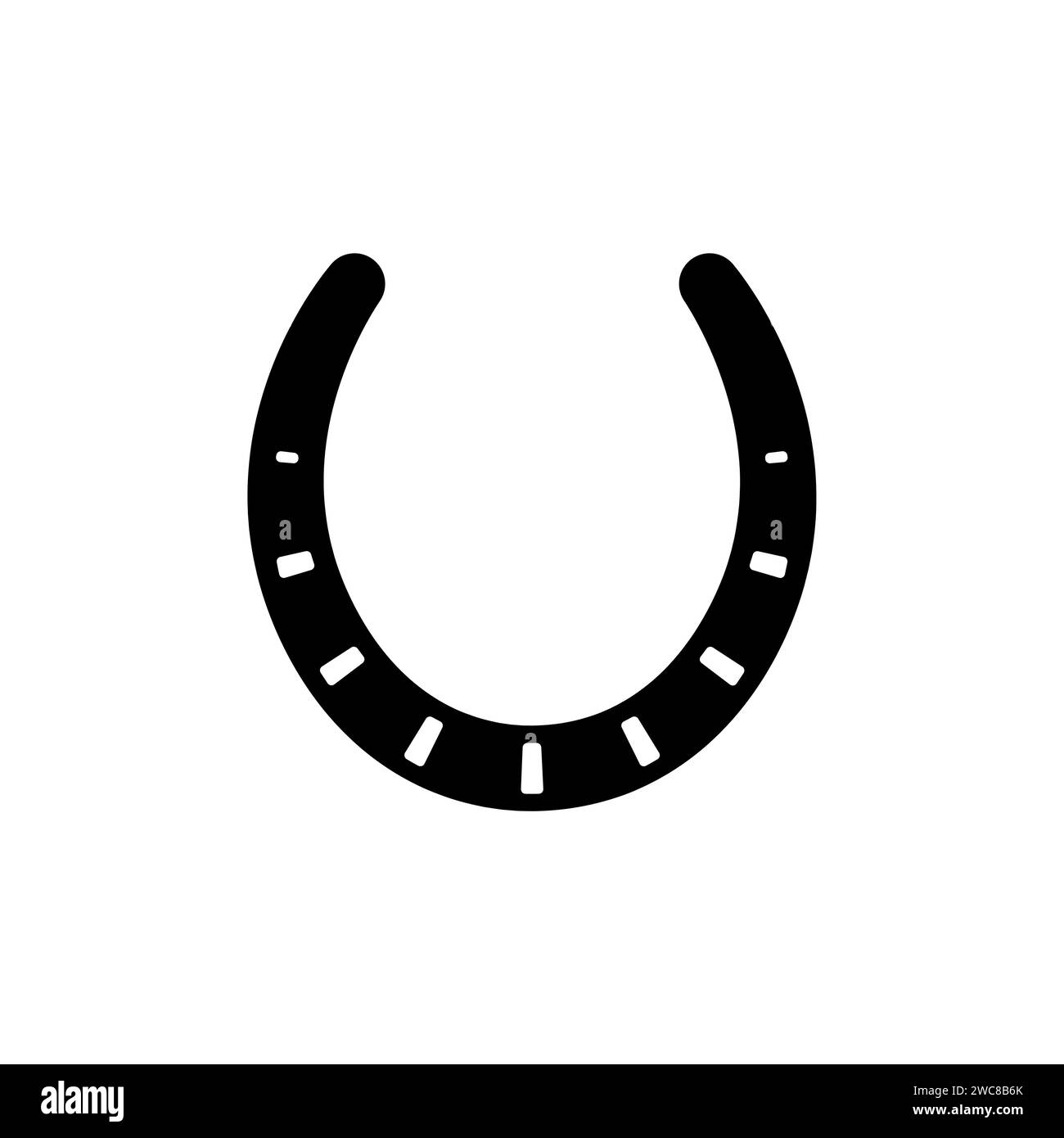 Conception chanceuse de silhouette d'icône de vecteur de fer à cheval. Chaussure à cheval symbole de conception occidentale logo isolé de ferme. Illustration de Vecteur